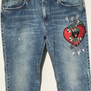 New GUCCI Men's Denim Pants with Patch US 36